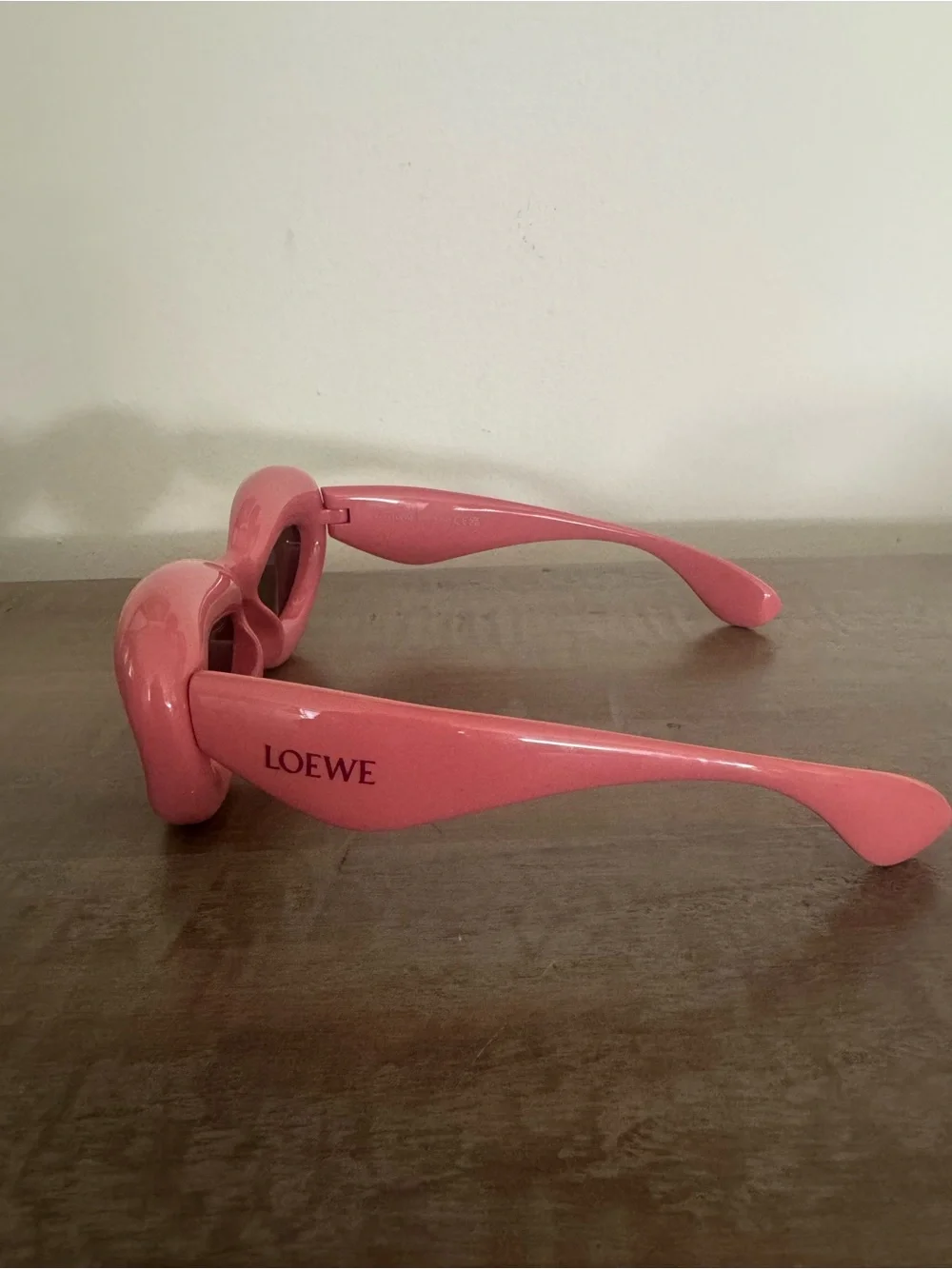 Loewe Pink Sculptural Oval Sunglasses with Dark Lenses